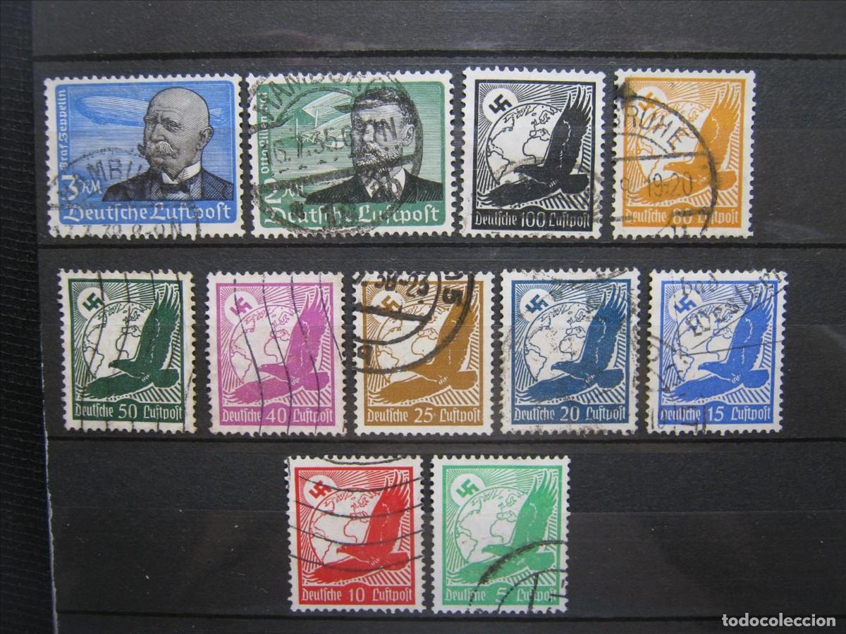 Briefmarken: ALEMANIA IMPERIO A&Eacute;REOS 1934 SERIE YVERT 43/53 USADOS PERFECTOS.