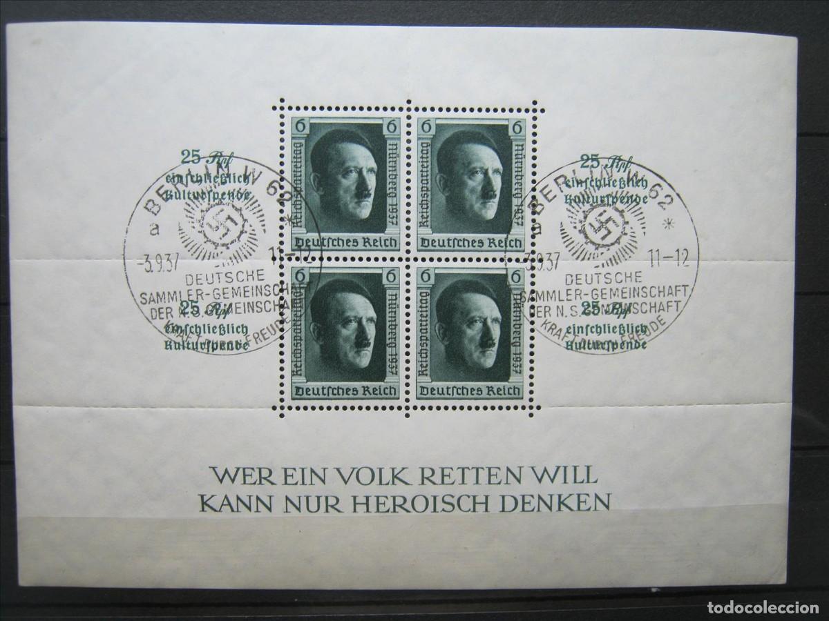 Selos: ALEMANIA IMPERIO REICH 1937 HOJA BLOQUE YVERT HB 11 USADA PERFECTA.