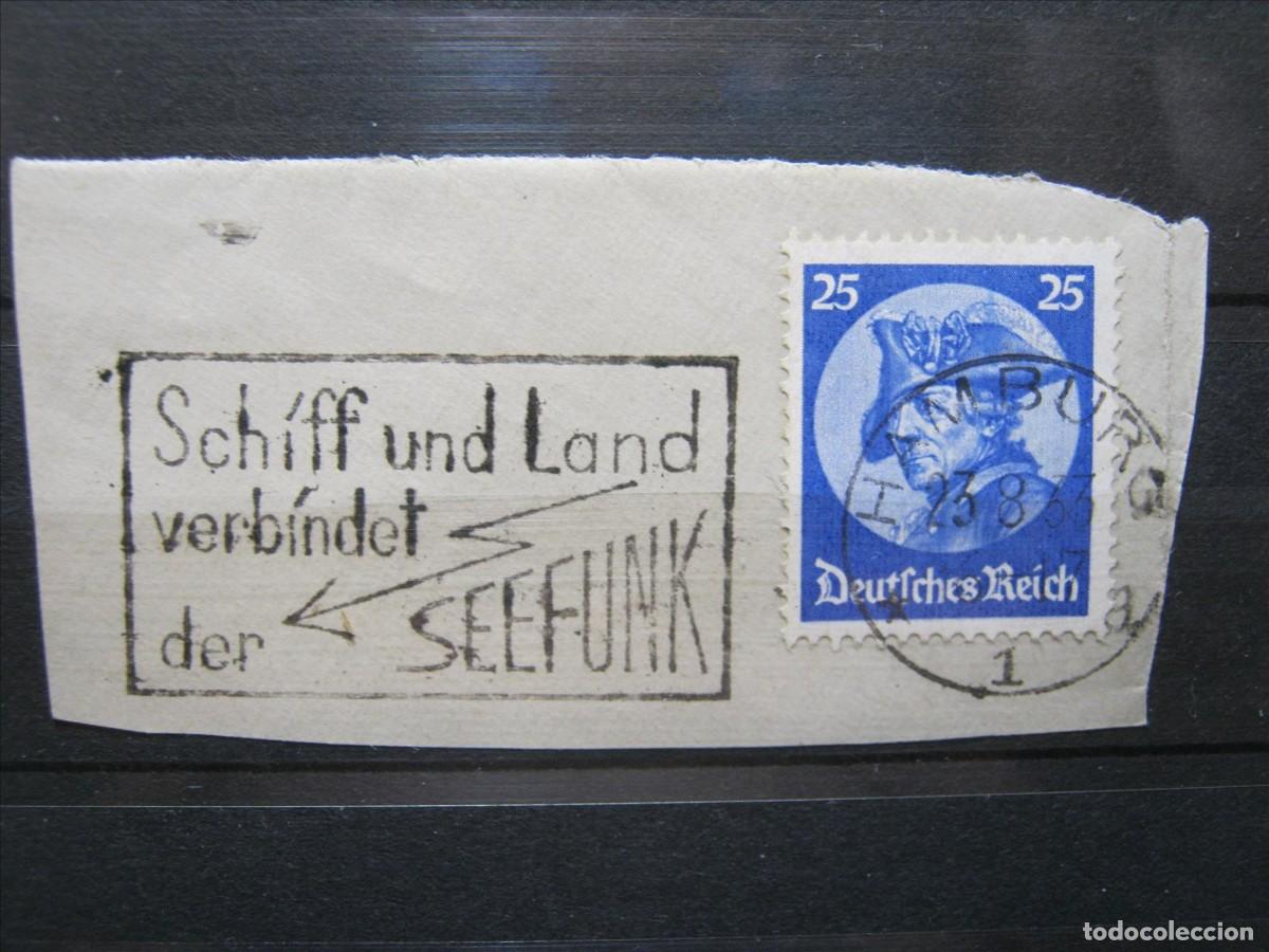 Stamps: ALEMANIA IMPERIO REICH 1933 YVERT 469 SOBRE FRAGMENTO &rdquo; POR TIERRA Y MAR&rdquo;