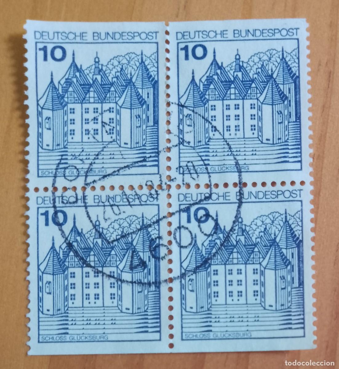 Sellos: ALEMANIA - V/F 10 - TIRA 4 SELLOS, 2 DIFERENTES - MATASELLO INDICATIVO: 26.11.84 DORTMUND