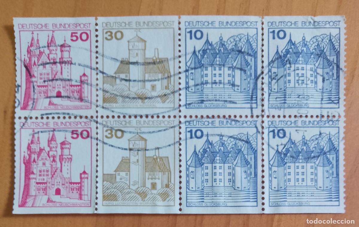 Sellos: ALEMANIA - V/F 50, 30 Y 10 - TIRA 8 SELLOS, 3 DIFERENTES, 3 DISTINTO - MAT. IND.: 1.10.78 KOBLENZ