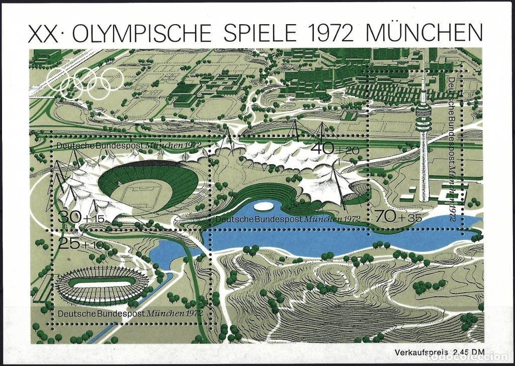 Sellos: Alemania ( RFA ) 1972 - Mi BL 7 - YT BF 6 - J.O. de M&uacute;nich - MNH**