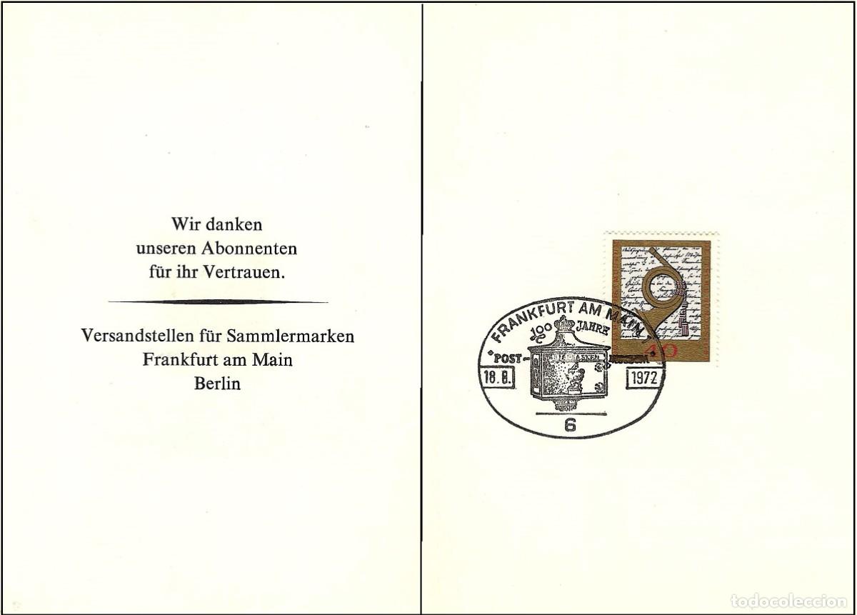 Sellos: Alemania ( RFA ) 1972 - Documento filat&eacute;lica - YT 585 - Museo Postal de Fr&aacute;ncfort