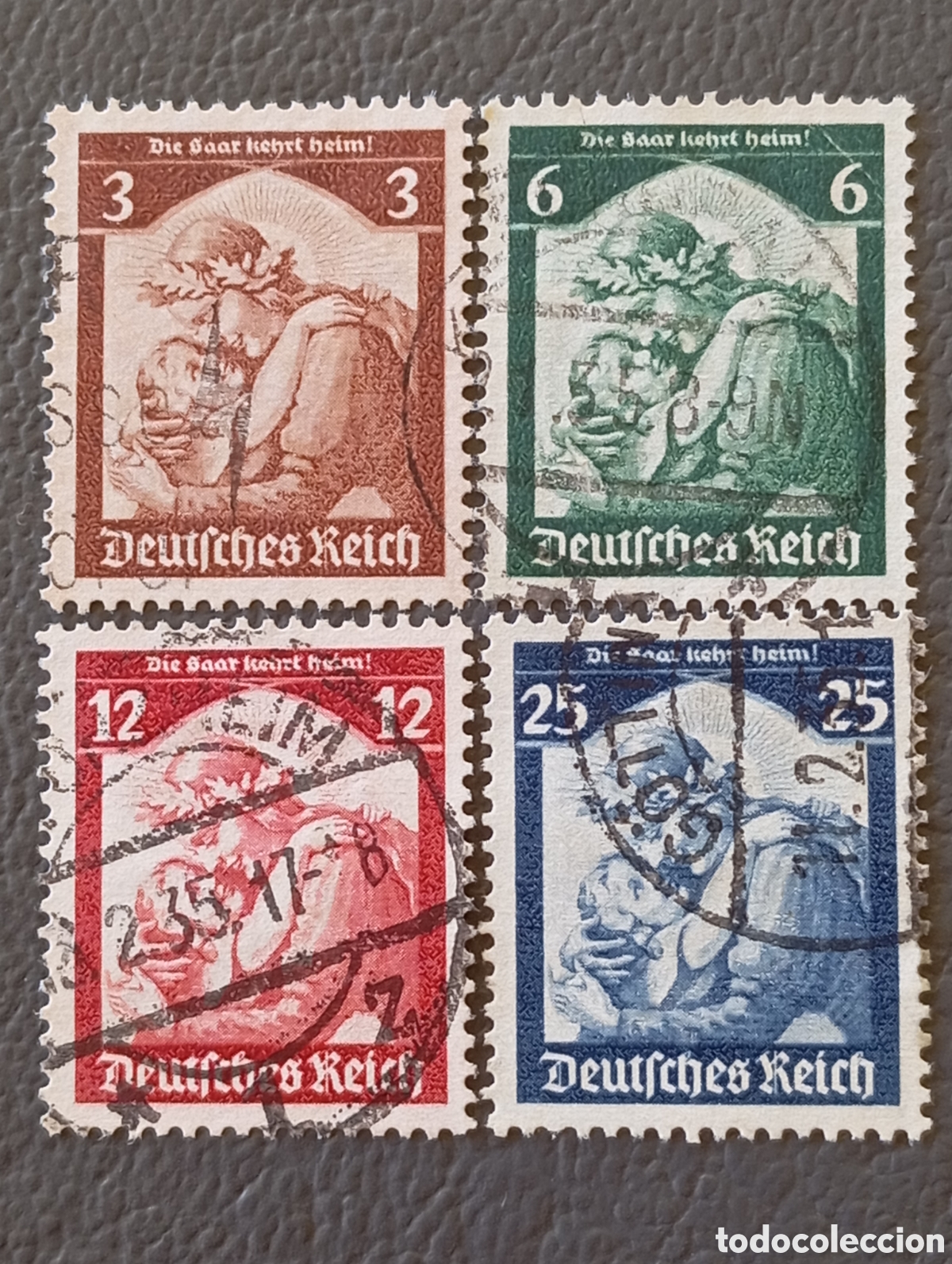 Sellos: Alemania 1935 &middot; &rdquo;Die Saar kehrt heim!&rdquo; &middot; Serie 4v &middot; Michel 565-568 &middot; Usado