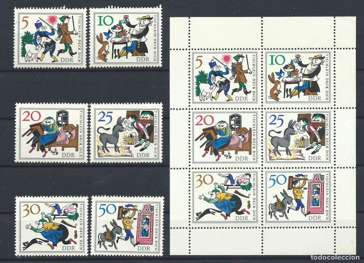 Sellos: Allemagne RDA N&deg;936/41 + Feuille** (MNH) 1966 - Art &rdquo;Contes de Grimm&rdquo;