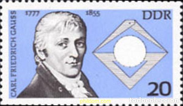 Sellos: 150815 MNH ALEMANIA DEMOCRATICA 1977 BICENTENARIO DEL NACIMIENTO DE CARL FRIEDRICH GAUSS