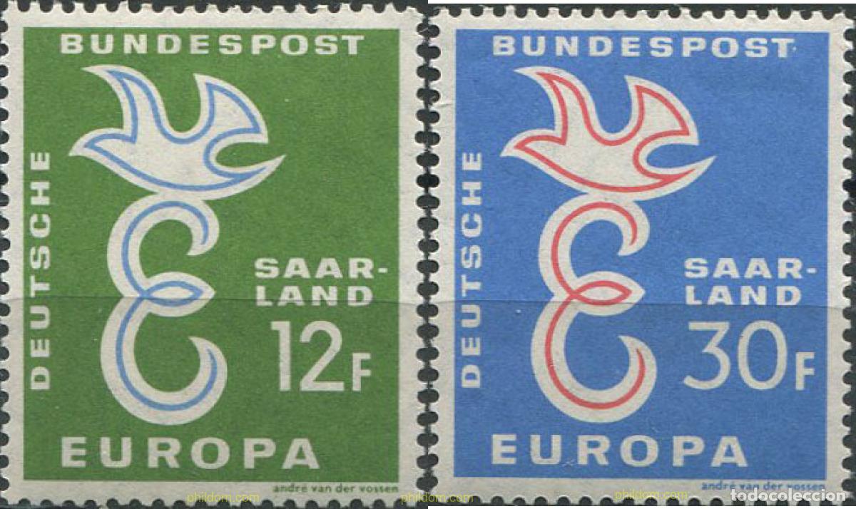 Sellos: 669682 HINGED ALEMANIA. Sarre 1958 EUROPA CEPT. AL SERVICIO DE LA IDEA EUROPEISTA