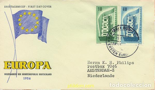 Sellos: 23455 MNH ALEMANIA FEDERAL 1956 EUROPA CEPT. RECONSTRUYENDO EUROPA