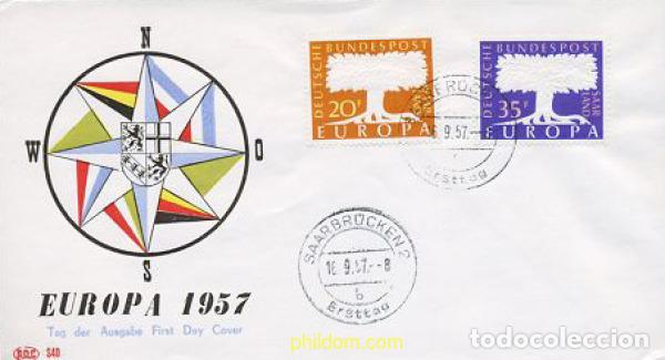Sellos: 23461 MNH ALEMANIA. Sarre 1957 EUROPA CEPT. FACTOR DE PAZ Y FUENTE DE BIENESTAR