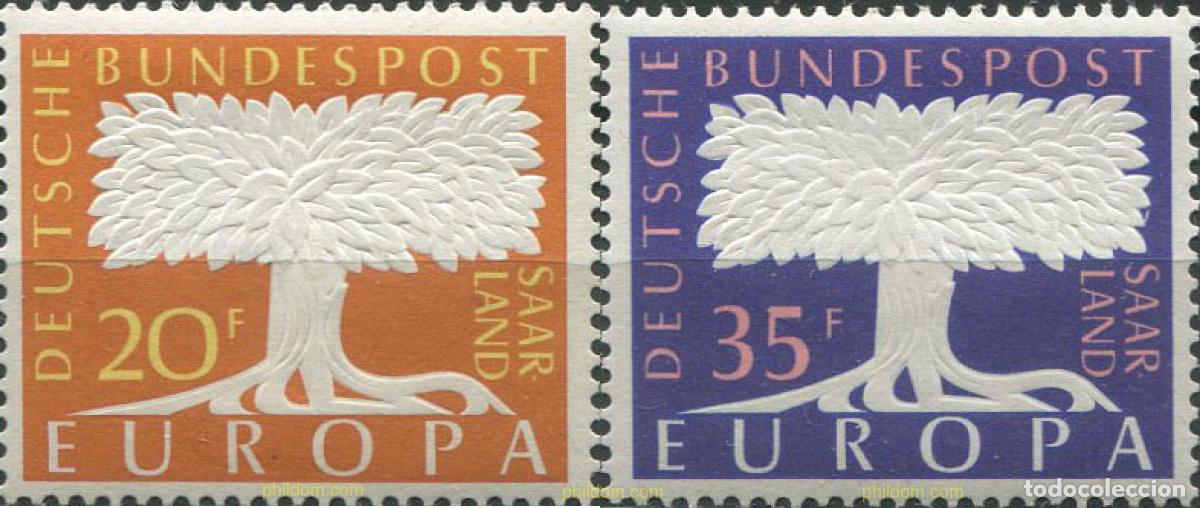 Sellos: 62010 MNH ALEMANIA. Sarre 1957 EUROPA CEPT. FACTOR DE PAZ Y FUENTE DE BIENESTAR