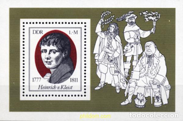 Sellos: 150822 MNH ALEMANIA DEMOCRATICA 1977 BICENTENARIO DEL NACIMIENTO DEL POETA HEINRICH VON KLEIST