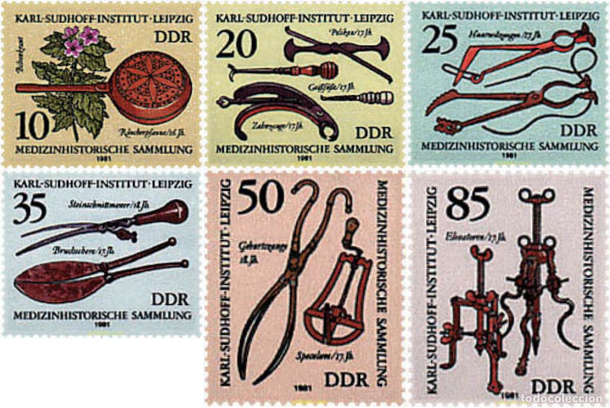 Sellos: 79998 MNH ALEMANIA DEMOCRATICA 1981 COLECCION DE HISTORIA DE LA MEDICINA DEL INSTITUTO KARL SUDHOFF