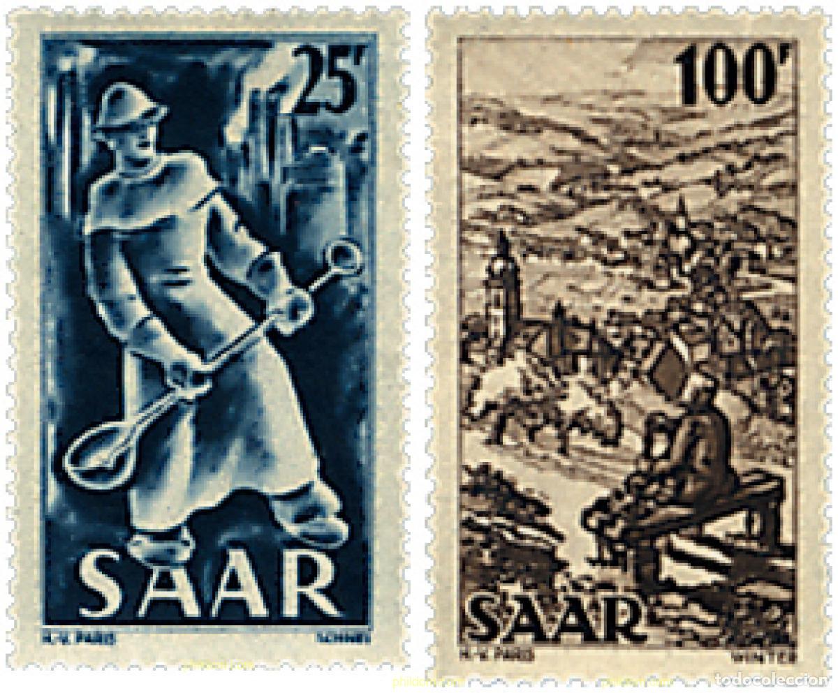 Sellos: 616667 MNH ALEMANIA. Sarre 1949 INDUSTRIAS Y PAISAJES