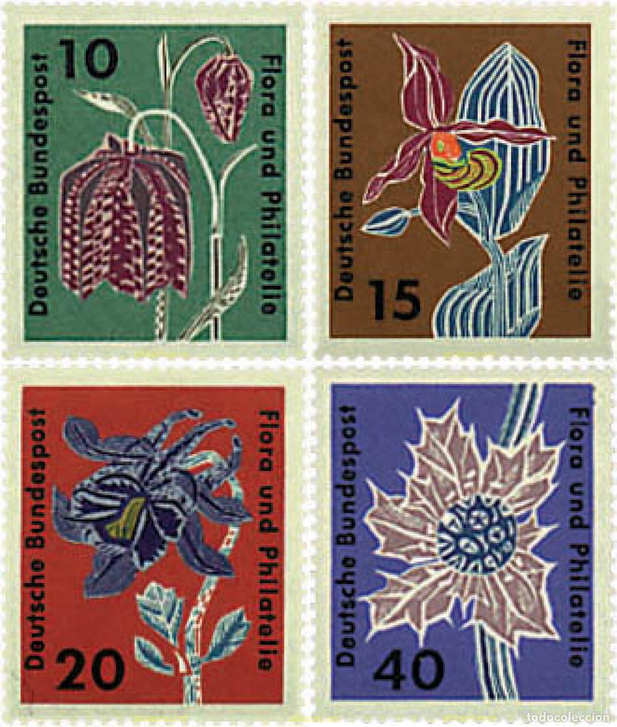 Sellos: 80089 MNH ALEMANIA FEDERAL 1963 EXPOSICION FLORA Y FILATELIA EN HAMBURGO