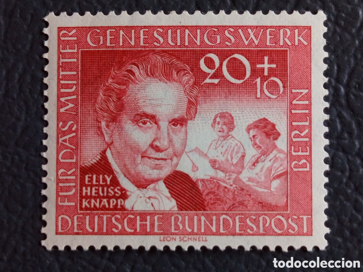 Sellos: Berl&iacute;n 1957 Michel 178 Elly Heuss-Knapp 20+10 MNH Deutsche Bundespost