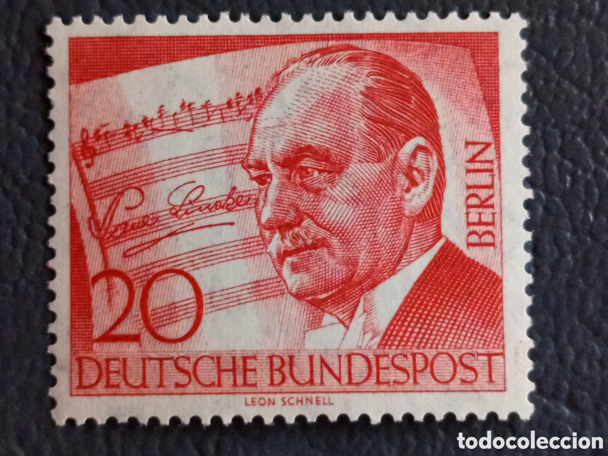 Selos: Berl&iacute;n 1958 Michel 170 Hans Pfitzner 20pf MH Deutsche Bundespost
