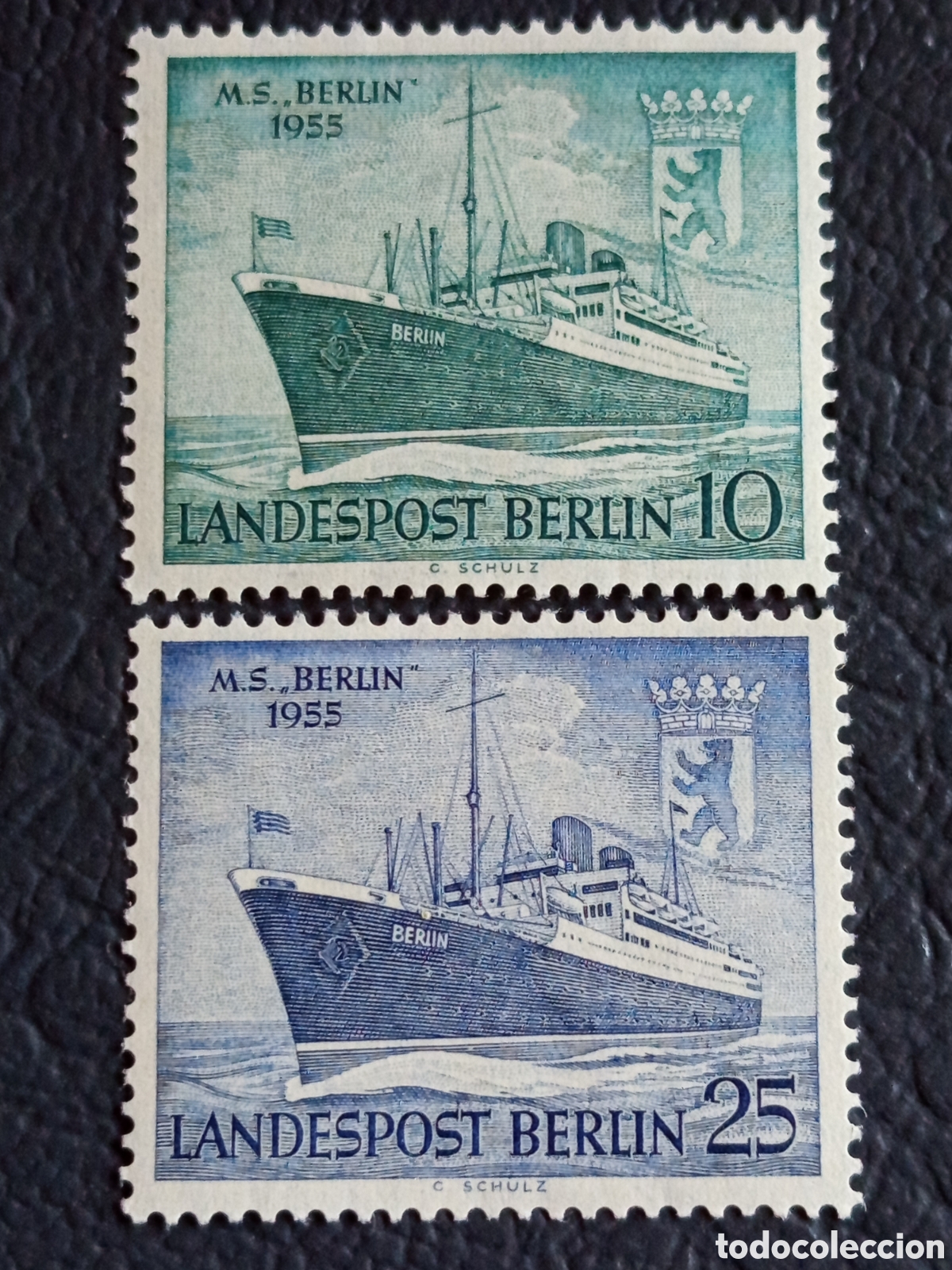Stamps: Berl&iacute;n 1955 Scott 9N113-114 Motorschiff MS Berlin Serie MH Landespost