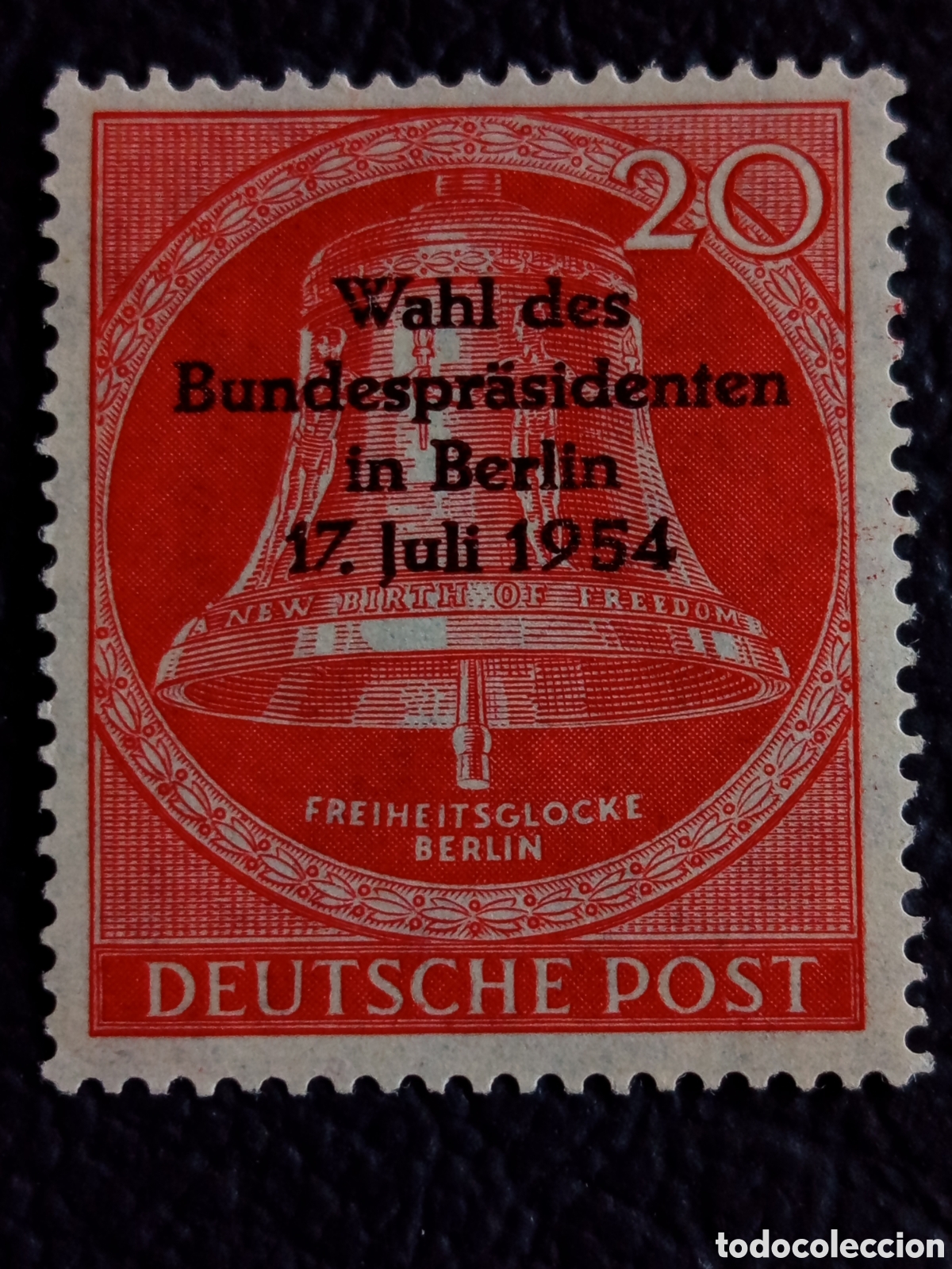 Sellos: Berl&iacute;n 1954 Scott 9N105 Freiheitsglocke Wahl Bundespr&auml;sident 20pf MNH