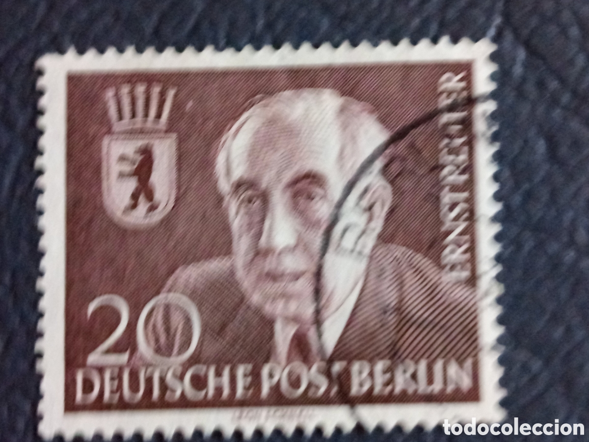 Sellos: Berl&iacute;n 1954 Scott 9N101 Ernst Reuter 20pf Used Deutsche Post Berlin