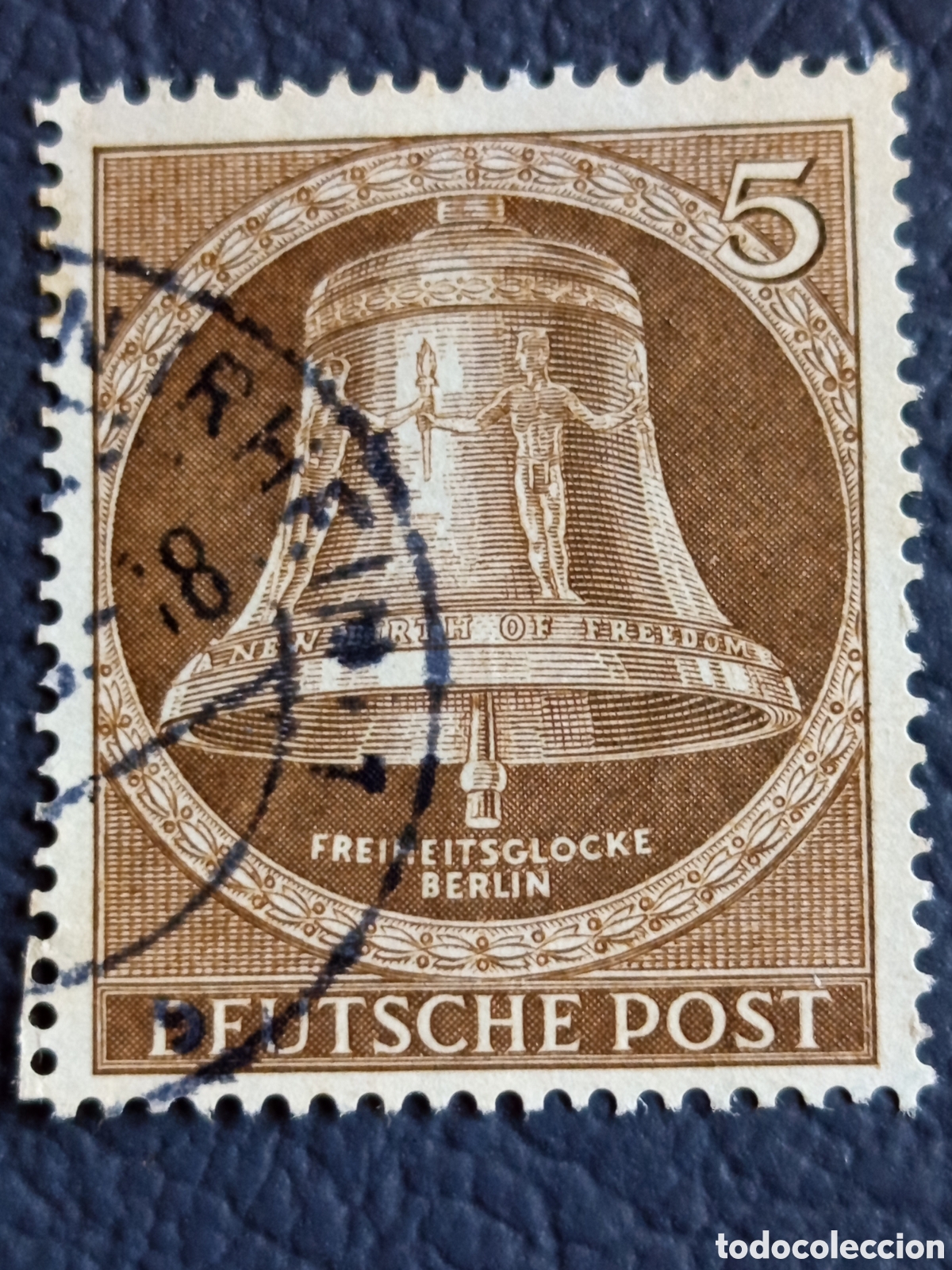 Sellos: Berl&iacute;n 1951 Scott 9N57 Campana Libertad Kl&ouml;ppel Izquierda 5pf Usado