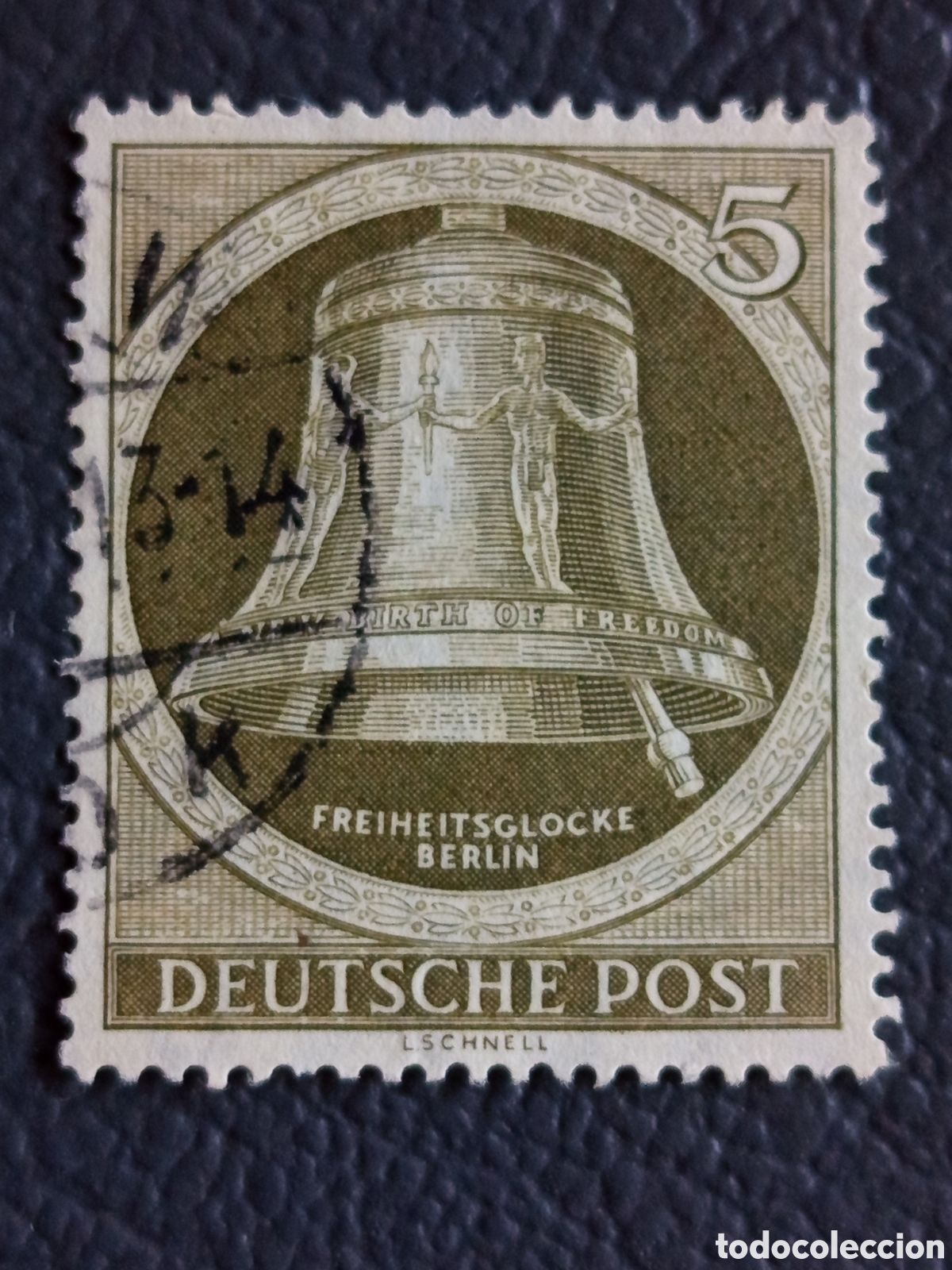 Sellos: Berl&iacute;n 1953 Scott 9N83 Campana Libertad Kl&ouml;ppel Centro 5pf Usado