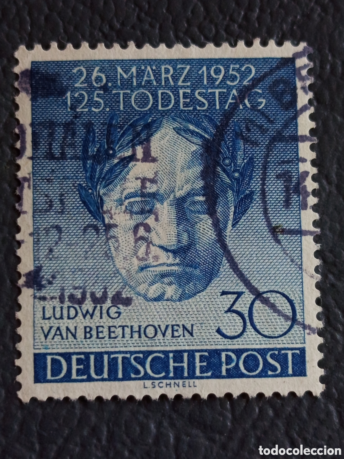 Francobolli: Berl&iacute;n 1952 Scott 9N70 Ludwig van Beethoven 125 Todestag 30pf Usado
