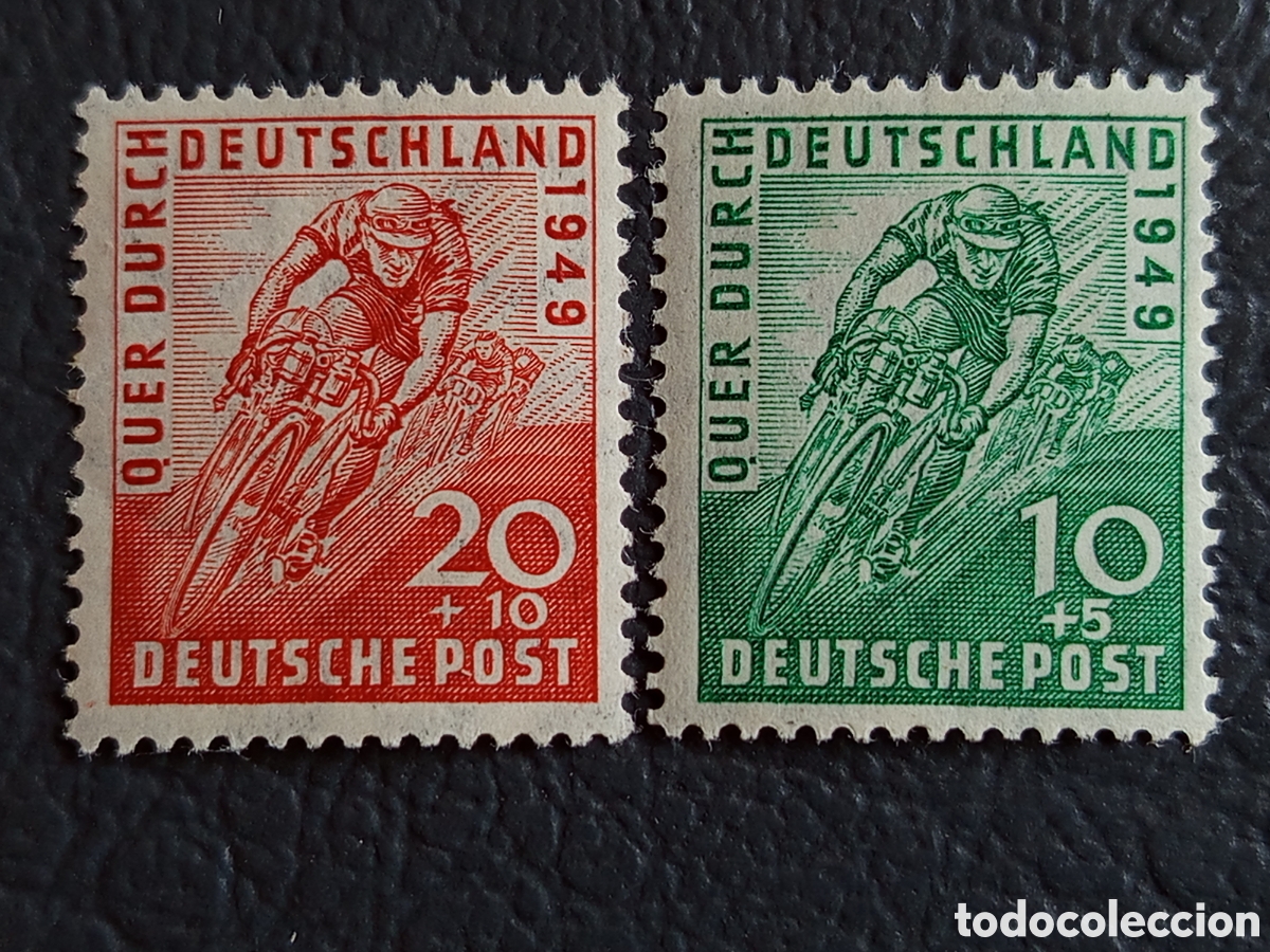 Sellos: Bizona 1949 Michel 106-107 Radrennen Quer durch Deutschland Serie MH