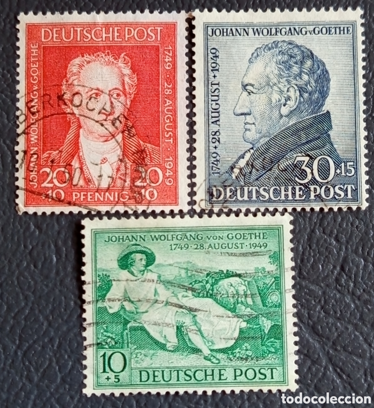 Sellos: Bizona 1949 Michel 108-110 Goethe 200 Aniversario Serie Completa Usado