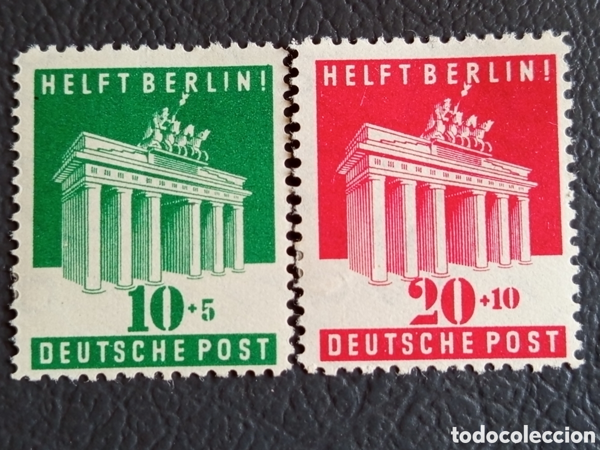 Sellos: Bizona 1948 Michel 101-102 Helft Berlin Puerta Brandeburgo Serie MH