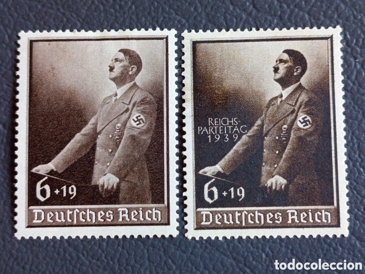 Sellos: Reich 1938/39 Michel 671+694 Reichsparteitag Hitler 6+19pf 2 Sellos MH