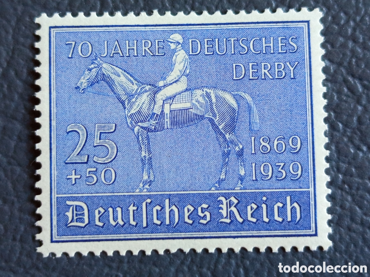 Sellos: Reich 1939 Michel 698 70 Jahre Deutsches Derby Caballo 25+50pf MH