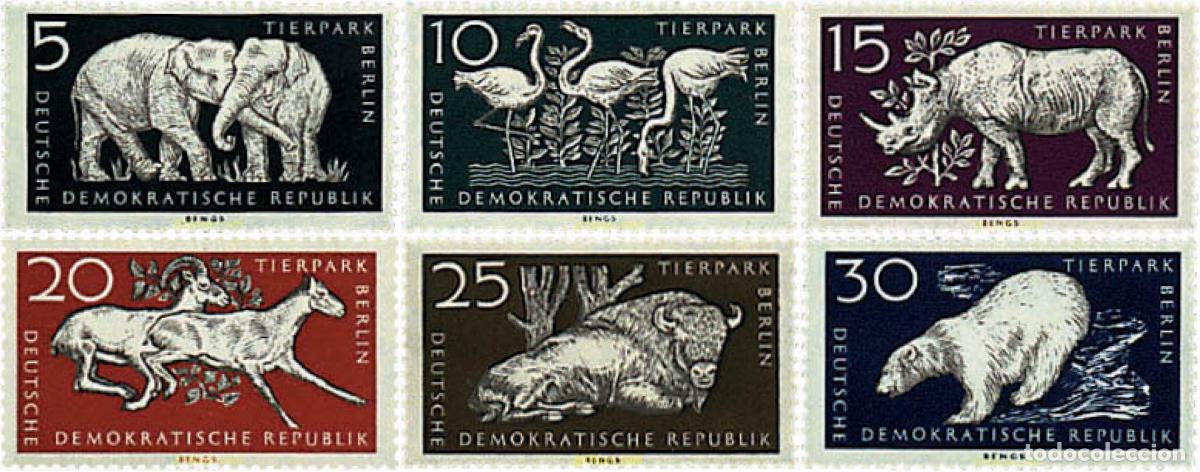 Sellos: 64460 MNH ALEMANIA DEMOCRATICA 1956 REAPERTURA DEL PARQUE ZOOLOGICO DE BERLIN