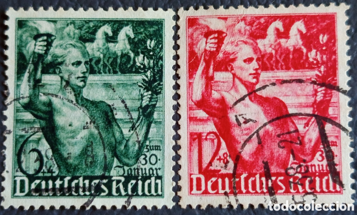 Sellos: Imperio Alem&aacute;n 1938 Machtergreifung Portador Antorcha Mi.660-661 Usado