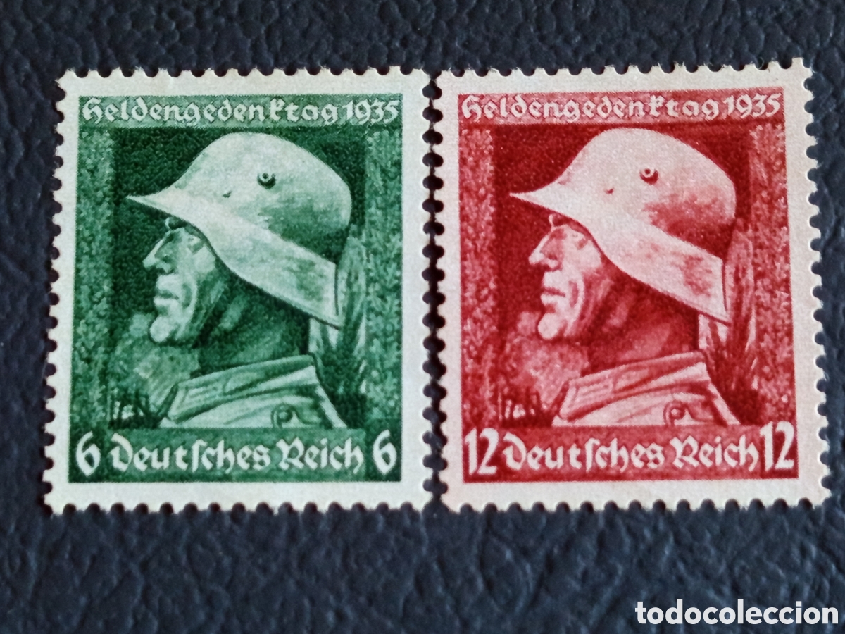 Sellos: Imperio Alem&aacute;n 1935 D&iacute;a de los H&eacute;roes Soldado Mi.569-570 MH