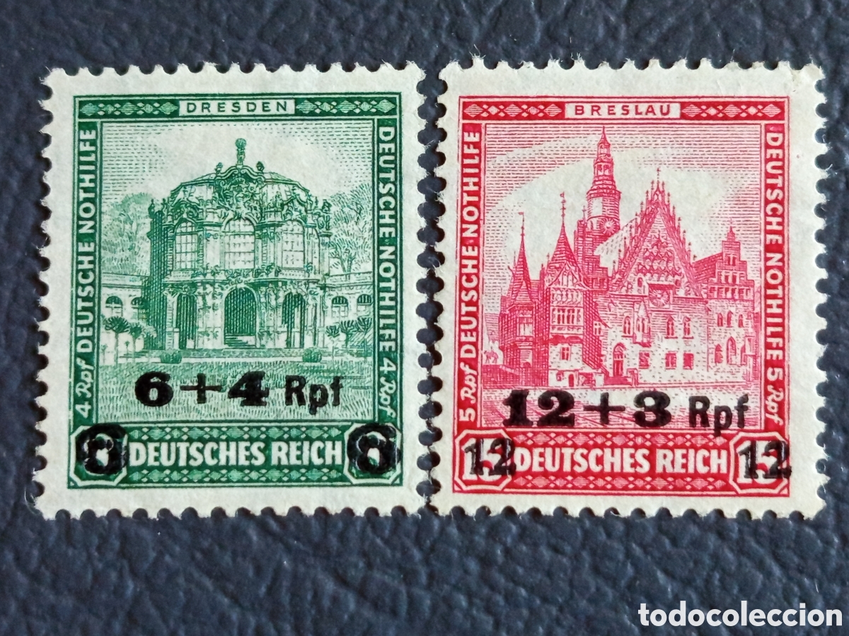 Sellos: Reich Alem&aacute;n 1931 Nothilfe Dresde Breslau Mi.459-460 MH Weimar
