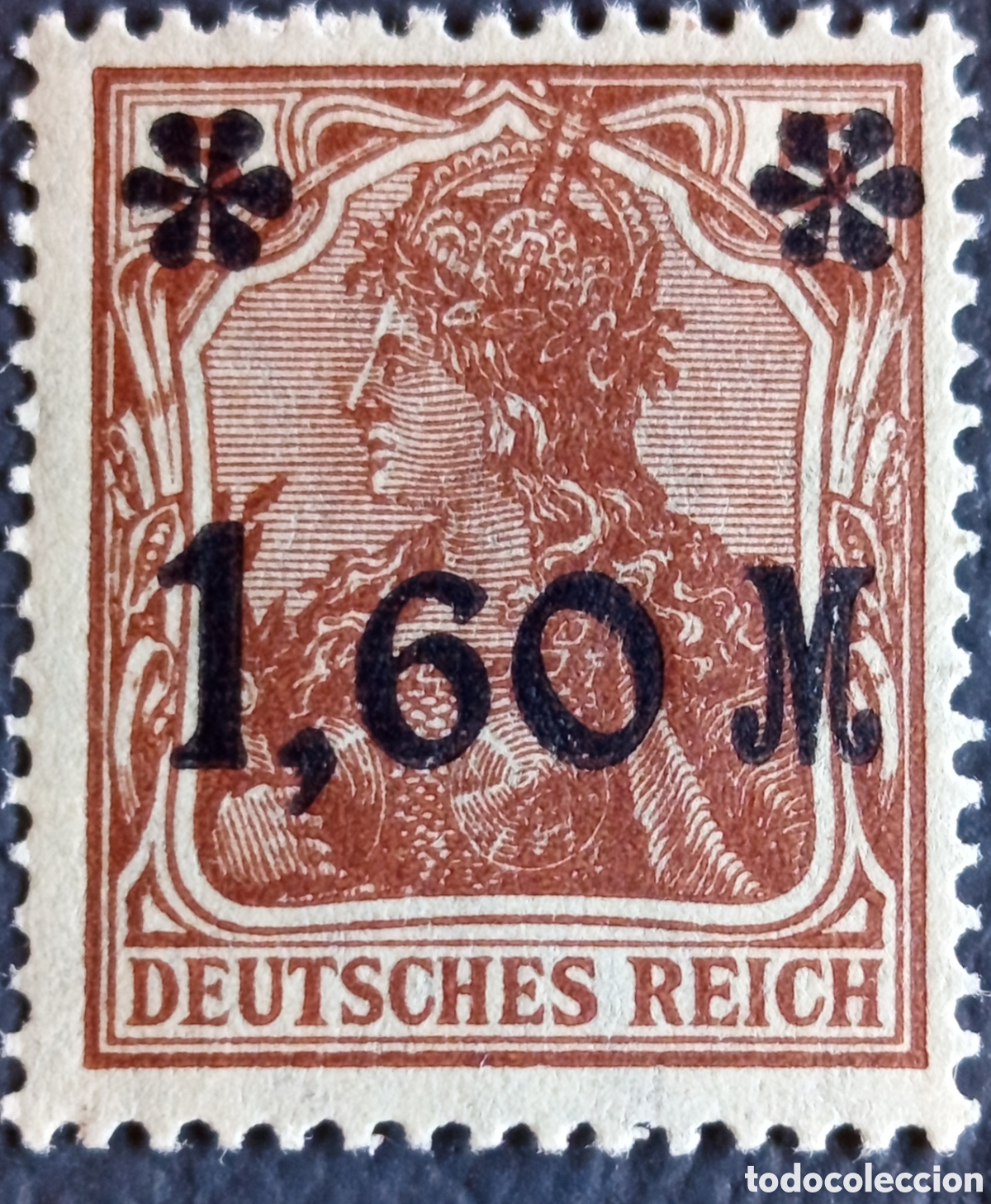 Stamps: Reich Alem&aacute;n 1921 Germania Inflaci&oacute;n Sobrecarga 1,60M/5Pf Mi.154 MH