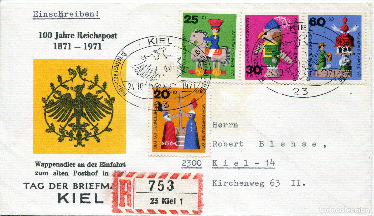 Sellos: ALEMANIA FEDERAL 1971 CARTA FDC MICHEL DE 705-708
