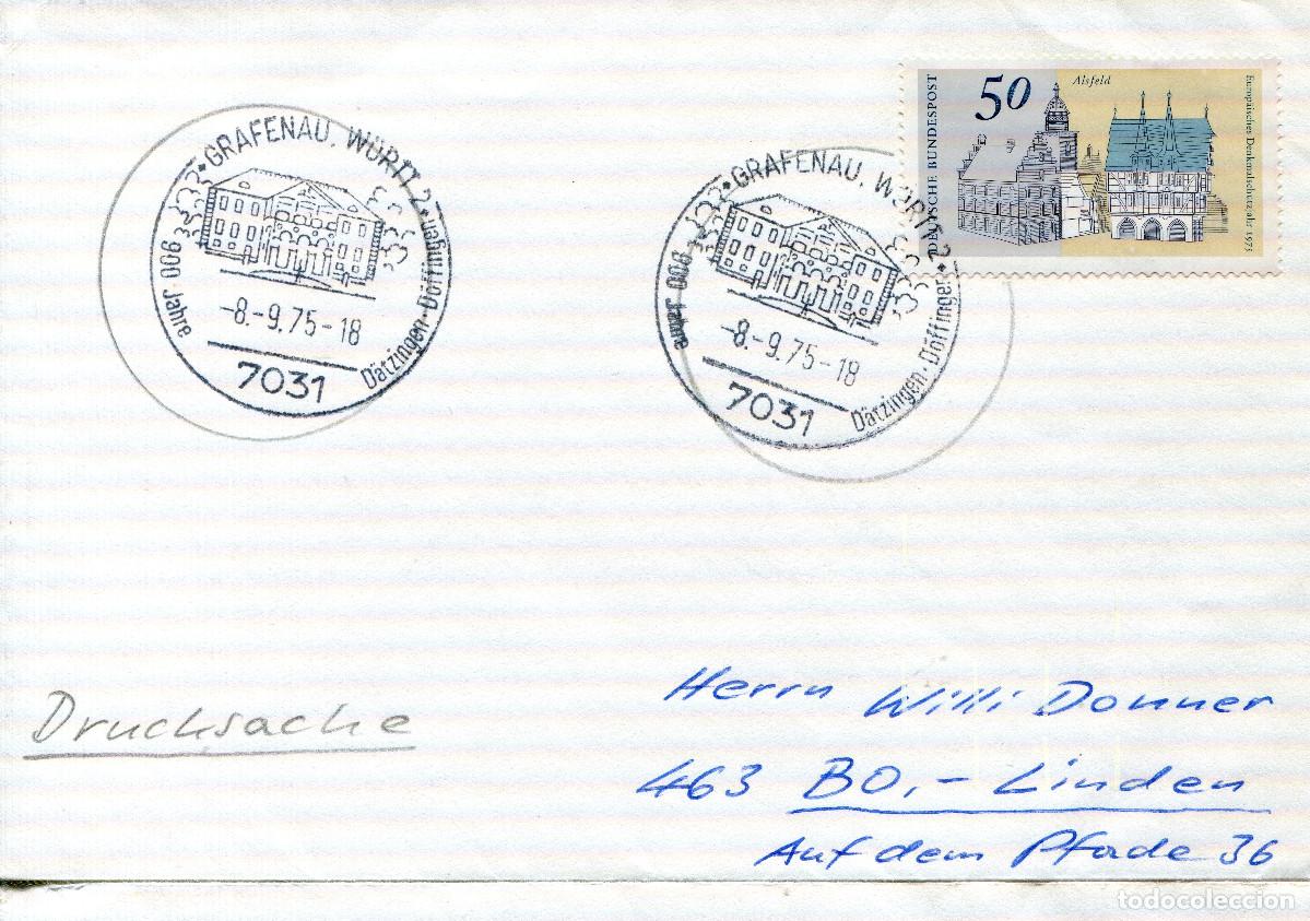 Sellos: ALEMANIA FEDERAL 1975 CARTA FDC MICHEL DE 860