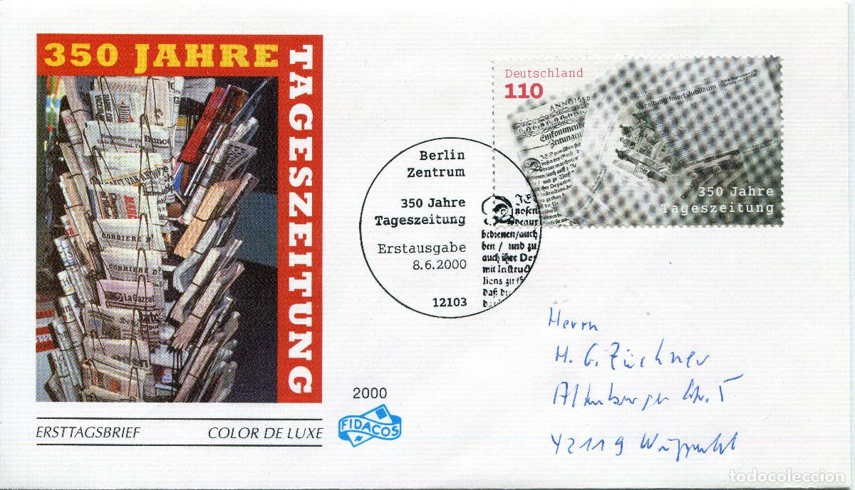 Sellos: ALEMANIA FEDERAL 2000 CARTA FDC MICHEL DE 2123