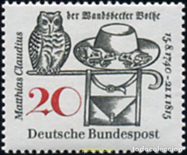 Sellos: 64910 MNH ALEMANIA FEDERAL 1965 150 ANIVERSARIO DE LA MUERTE DEL POETA MATHIAS CLAUDIUS