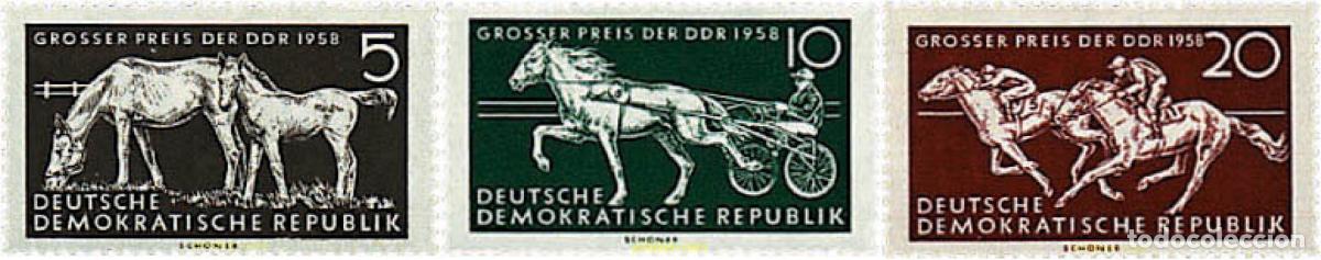 Sellos: 244668 MNH ALEMANIA DEMOCRATICA 1958 GRAN PREMIO HIPICO EN ALEMANIA ORIENTAL.