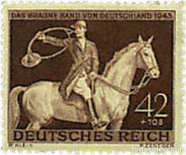 Sellos: 199561 HINGED ALEMANIA 1943 10 CARRERA DE CABALLOS EN MUNICH