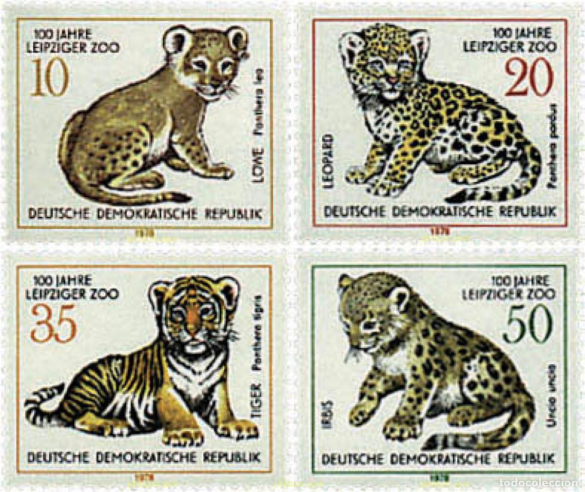 Sellos: 64612 MNH ALEMANIA DEMOCRATICA 1978 CENTENARIO DEL JARDIN ZOOLOGICO DE LEIPZIG.