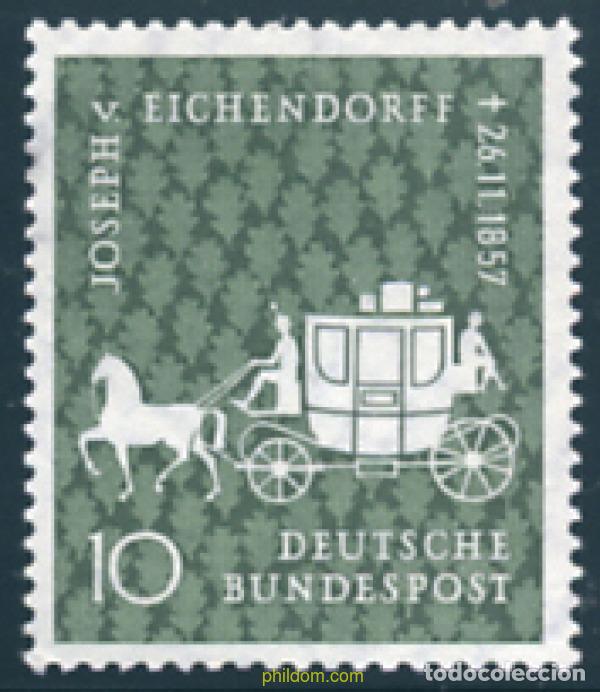 Francobolli: 214077 HINGED ALEMANIA FEDERAL 1957 CENTENARIO DE LA MUERTE DEL POETA JOSEPH VON EICHENDORFF