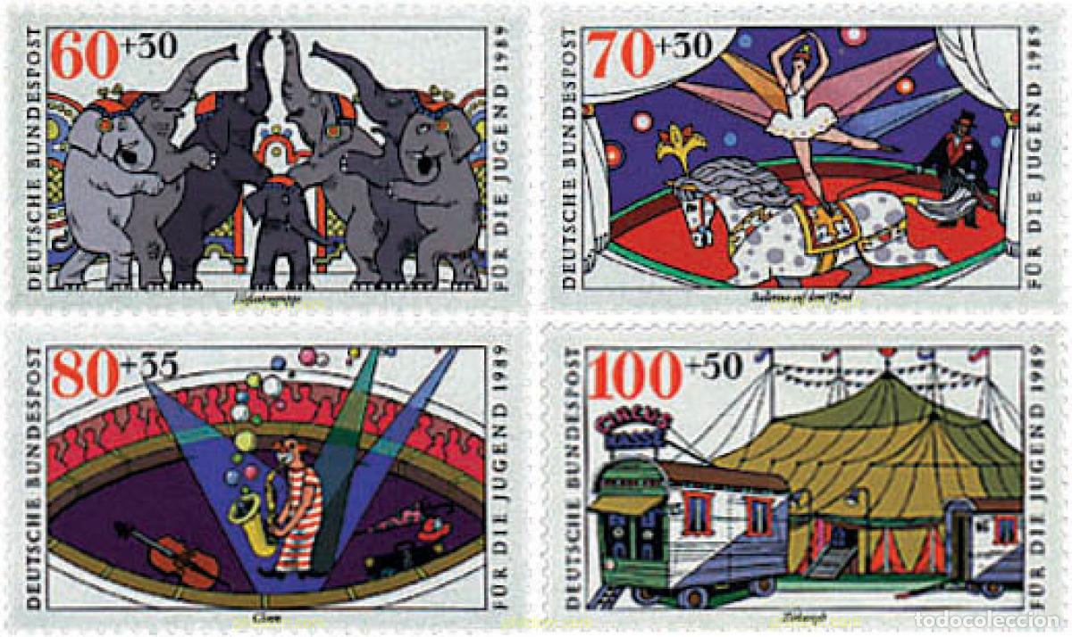 Sellos: 65042 MNH ALEMANIA FEDERAL 1989 PRO JUVENTUD. EL CIRCO