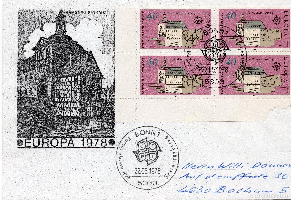 Sellos: ALEMANIA FEDERAL 1978 CARTA FDC MICHEL DE 969