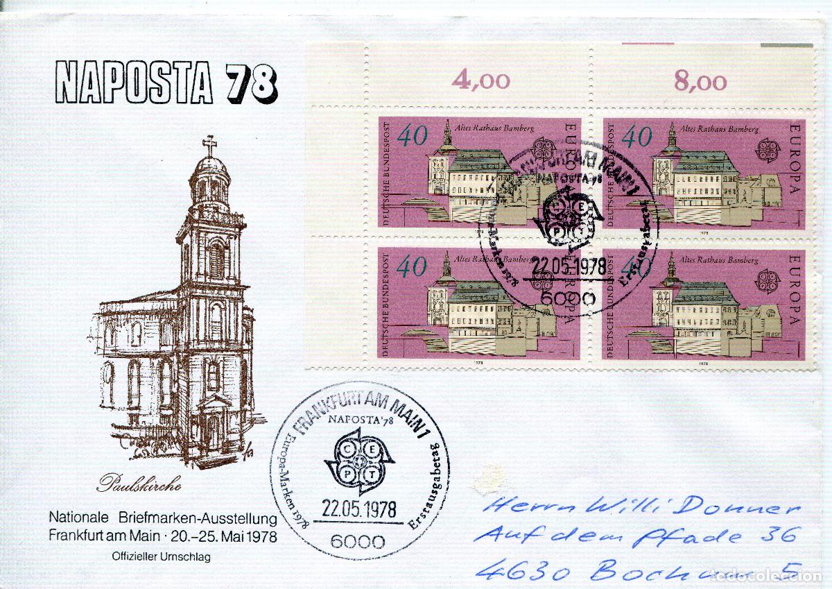 Sellos: ALEMANIA FEDERAL 1978 CARTA FDC MICHEL DE 969