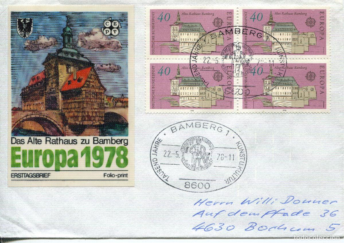 Sellos: ALEMANIA FEDERAL 1978 CARTA FDC MICHEL DE 969