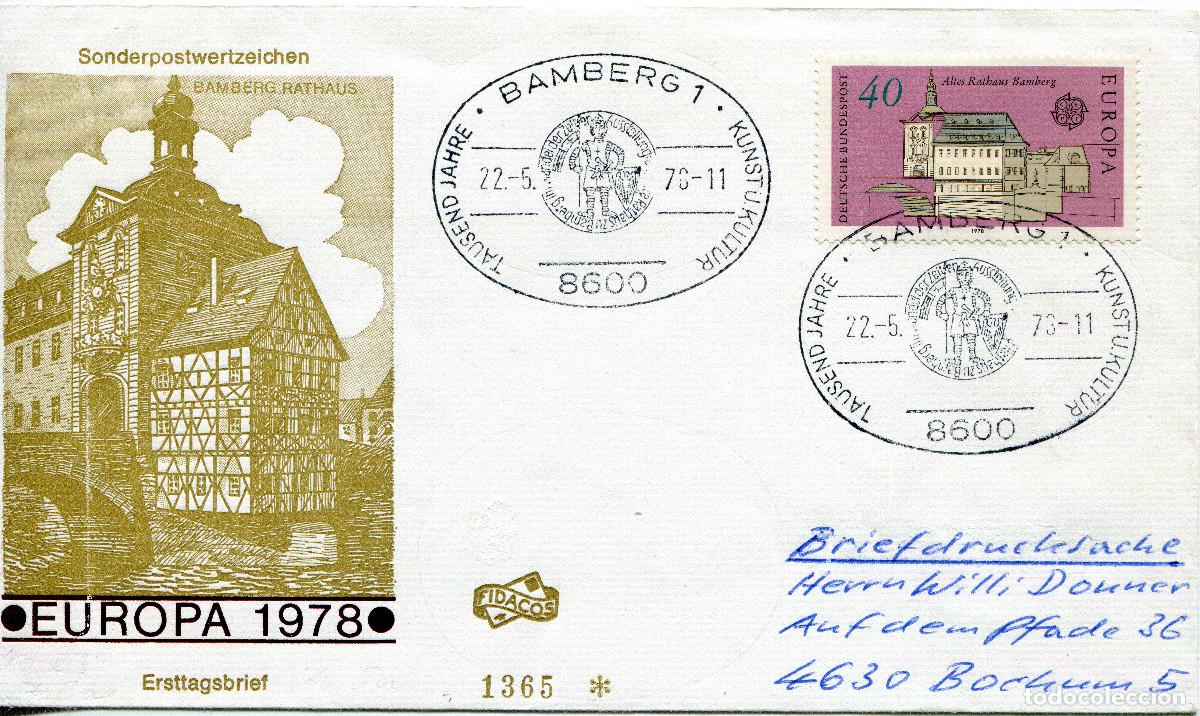 Sellos: ALEMANIA FEDERAL 1978 CARTA FDC MICHEL DE 969
