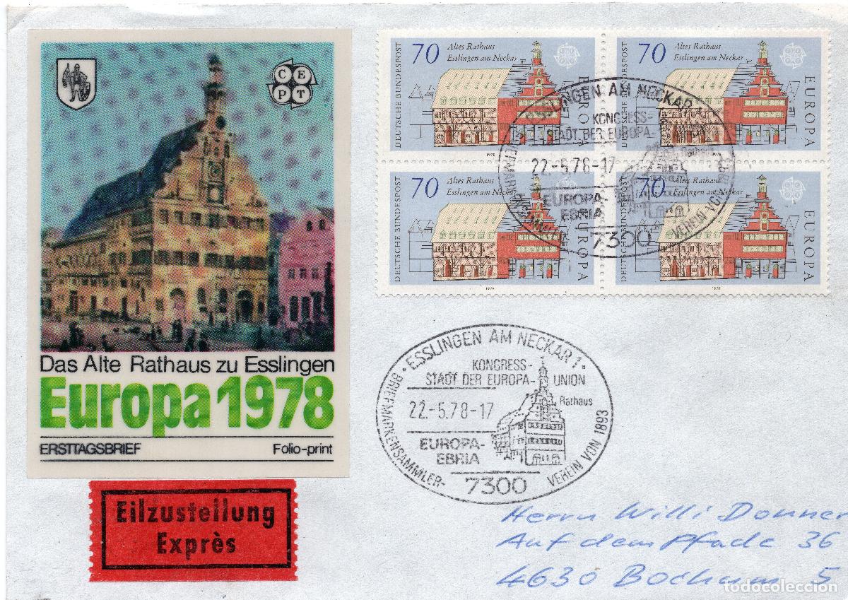 Sellos: ALEMANIA FEDERAL 1978 CARTA FDC MICHEL DE 971
